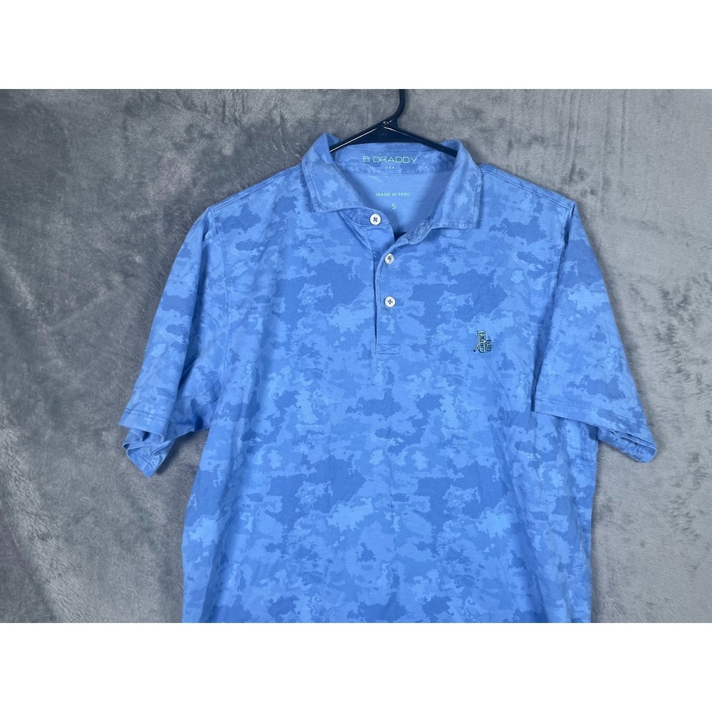 B Draddy Ansley Golf Club Atlanta Men's Print Polo Shirt Blue Camo Size Small